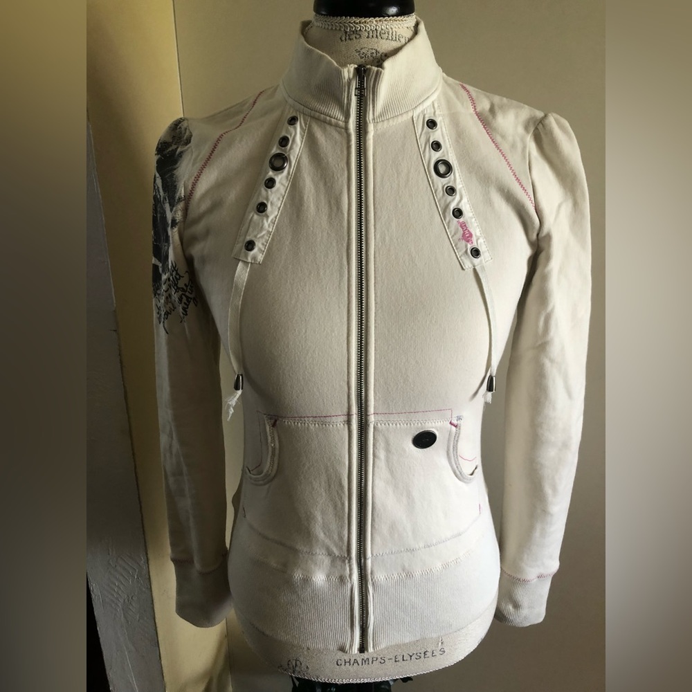 Oakley Cream Pink Stitching Sweatshirt